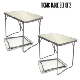 Crystals 2X Portable Mdf Wooden Top Folding Dining Table Garden Outdoor Picnic Camping White