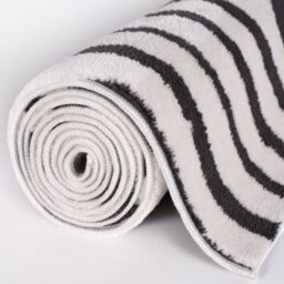 The Rugs Loft Dark Grey And Ivory Curved Line Living Room Area Rug And Runners Soft Pile - thumbnail 8