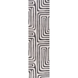 The Rugs Loft Dark Grey And Ivory Curved Line Living Room Area Rug And Runners Soft Pile - thumbnail 9