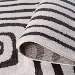 The Rugs Loft Dark Grey And Ivory Curved Line Living Room Area Rug And Runners Soft Pile - thumbnail 6