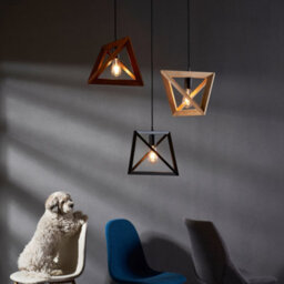 Teamson Home Modern Geometric Hanging Pendant Lamp & Ceiling Light Fixture - Natural Wood - 36.8 X 36.8 X 198.1 (Cm) - thumbnail 3