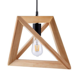 Teamson Home Modern Geometric Hanging Pendant Lamp & Ceiling Light Fixture - Natural Wood - 36.8 X 36.8 X 198.1 (Cm) - thumbnail 2