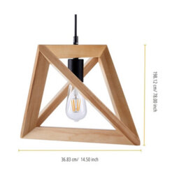 Teamson Home Modern Geometric Hanging Pendant Lamp & Ceiling Light Fixture - Natural Wood - 36.8 X 36.8 X 198.1 (Cm) - thumbnail 4