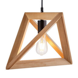 Teamson Home Modern Geometric Hanging Pendant Lamp & Ceiling Light Fixture - Natural Wood - 36.8 X 36.8 X 198.1 (Cm) - thumbnail 6