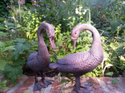 Inspirational Gifting Pair Of Geese Sculptures Garden Ornament - thumbnail 3
