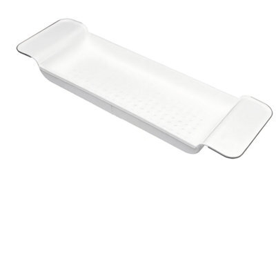 Extendable Bath Tub Caddy Tray Organizer White - image 1