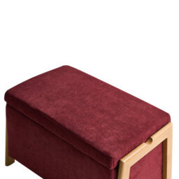 Beliani Upholstered Storage Bench Edland Fabric Burgundy - thumbnail 8