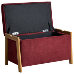 Beliani Upholstered Storage Bench Edland Fabric Burgundy - thumbnail 4