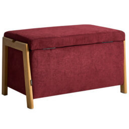 Beliani Upholstered Storage Bench Edland Fabric Burgundy - thumbnail 7