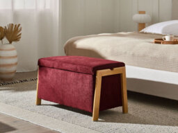 Beliani Upholstered Storage Bench Edland Fabric Burgundy - thumbnail 2