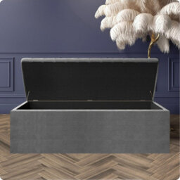 Safar 90Cm Wide Ottoman Storage Box - Dark Grey Naples Ottoman Box With Storage - thumbnail 2