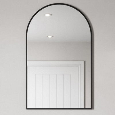 Affine 500 X 800mm Black Wall Mounted Bathroom Mirror Framed Modern Arched Design - image 1