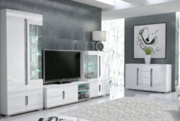 Elise White High Gloss And Grey Low Display Cabinet T12 - thumbnail 4
