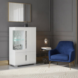 Elise White High Gloss And Grey Low Display Cabinet T12 - thumbnail 6