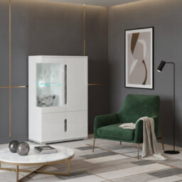 Elise White High Gloss And Grey Low Display Cabinet T12 - thumbnail 2