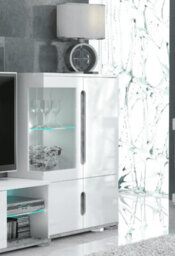 Elise White High Gloss And Grey Low Display Cabinet T12 - thumbnail 3