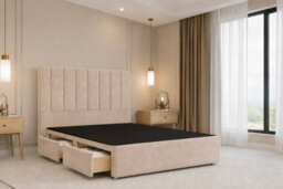 "Nexus Kyoto Plush Divan, Pebble, 54"" Headboard, 4 Drawers, Open Coil Mattress, King" - thumbnail 4