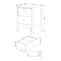 Blue 2 Drawer Beside Cabinet Indoor Tables With Drawers Home - thumbnail 2