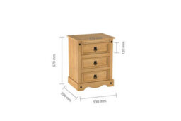 Birlea Corona Large 3 Drawer Bedside Cabinet Bedside Mexican Chest - thumbnail 8