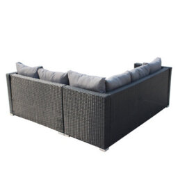 Birchtree Rattan Garden Furniture Set Corner Sofa Glass Table Patio 5 Seaters Black - thumbnail 7