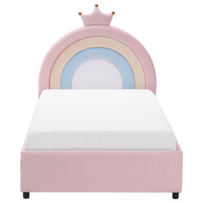 Dreamnest Pink Velvet 3Ft Single Bed With Storage And Crown Headboard - Wyld And Coco - image 1