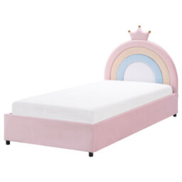 Dreamnest Pink Velvet 3Ft Single Bed With Storage And Crown Headboard - Wyld And Coco - thumbnail 6