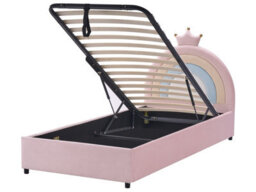 Dreamnest Pink Velvet 3Ft Single Bed With Storage And Crown Headboard - Wyld And Coco - thumbnail 3