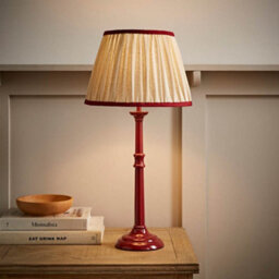 Valuelights Clara Burgundy Candlestick Table Lamp With Linen Pleated Shade And Bulb - thumbnail 5