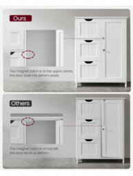 Songmics Vasagle Bathroom Floor Storage Cabinet, Bathroom Storage Unit With 3 Drawers, Bathroom Cabinet Freestanding, With 1 Door - thumbnail 8