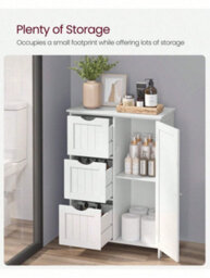 Songmics Vasagle Bathroom Floor Storage Cabinet, Bathroom Storage Unit With 3 Drawers, Bathroom Cabinet Freestanding, With 1 Door - thumbnail 2