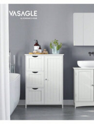 Songmics Vasagle Bathroom Floor Storage Cabinet, Bathroom Storage Unit With 3 Drawers, Bathroom Cabinet Freestanding, With 1 Door - thumbnail 1