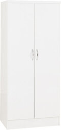 Seconique Nevada 2 Door All Hanging Wardrobe In White Gloss Finish - thumbnail 2