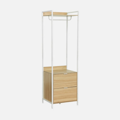 Sweeek - Wardrobe Module With 2 Drawers And 1 Shelf Clever White 60X48X190 Cm - image 1