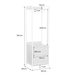 Sweeek - Wardrobe Module With 2 Drawers And 1 Shelf Clever White 60X48X190 Cm - thumbnail 5