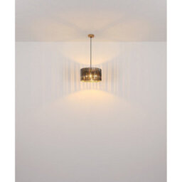 Luminosa Lighting Luminosa Run Slim Pendant Ceiling Light Wood Look K5 Crystals Smoke Colored 1X E27 - thumbnail 5