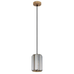 Luminosa Lighting Luminosa Run Slim Pendant Ceiling Light Wood Look K5 Crystals Smoke Colored 1X E27 - thumbnail 2