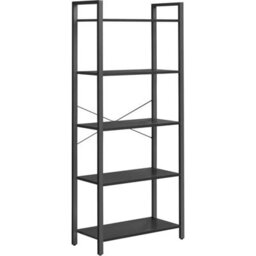 Songmics Bookcase, Bookshelf 5 Tier, Standing Display Storage Rack With Steel Frame, Industrial Style, Ebony Black And Ink Black - thumbnail 8