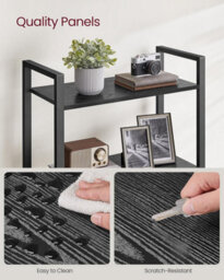 Songmics Bookcase, Bookshelf 5 Tier, Standing Display Storage Rack With Steel Frame, Industrial Style, Ebony Black And Ink Black - thumbnail 7