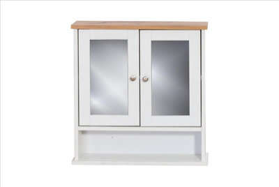 Timber Art Design Mirrored Bathroom Cabinet White & Oak - image 1