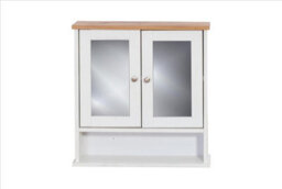 Timber Art Design Mirrored Bathroom Cabinet White & Oak - thumbnail 1