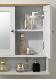 Timber Art Design Mirrored Bathroom Cabinet White & Oak - thumbnail 2