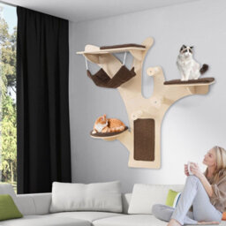 Costway Wall-Mounted Cat Tower Cat Wall Shelves Furniture W/ Perch - thumbnail 3