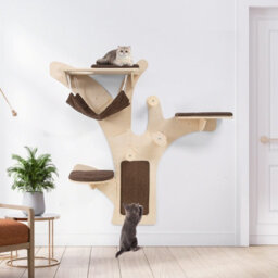 Costway Wall-Mounted Cat Tower Cat Wall Shelves Furniture W/ Perch - thumbnail 2