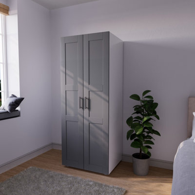 Atomia Contemporary Matt Dove Grey Double Wardrobe (H)1875mm (W)750mm (D)580mm - image 1
