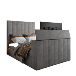 Vogue Upholstered Soft Velvet Line  Grey Tv Bespoke Bed Frame - thumbnail 4