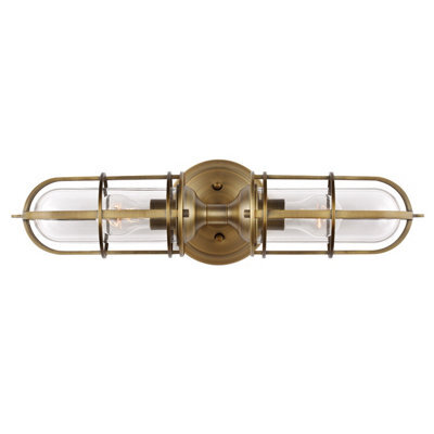 Luminosa Lighting Elstead Feiss Urban Restoration 2 Light Wall Light Dark Antique Brass Ip44 - image 1