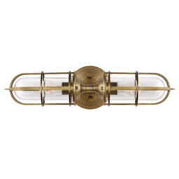 Luminosa Lighting Elstead Feiss Urban Restoration 2 Light Wall Light Dark Antique Brass Ip44 - thumbnail 1