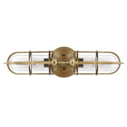 Luminosa Lighting Elstead Feiss Urban Restoration 2 Light Wall Light Dark Antique Brass Ip44 - thumbnail 2