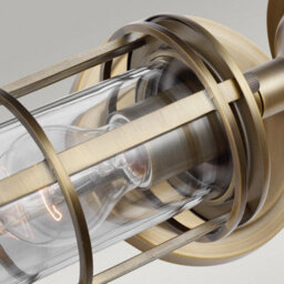 Luminosa Lighting Elstead Feiss Urban Restoration 2 Light Wall Light Dark Antique Brass Ip44 - thumbnail 4