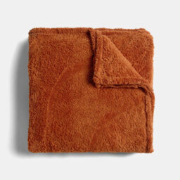 Ohs Tufted Contour Throw Teddy Fleece Blanket Winter Soft Warm Bedspread, Rust - 125 X 150 Cm - thumbnail 3